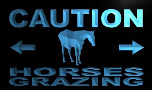 Caution Horses Grazing Neon Light Sign